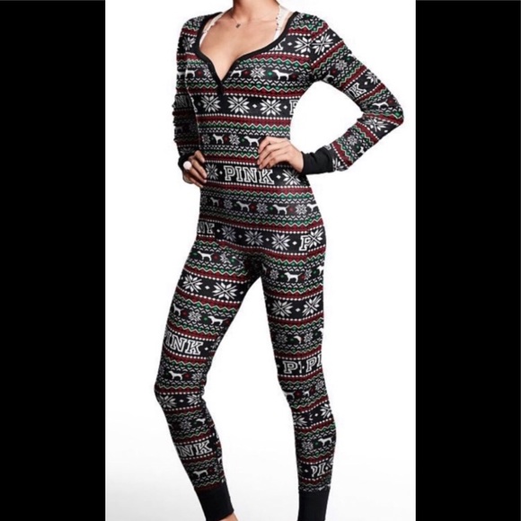 PINK Victoria's Secret Other - VS PINK  black Thermal onesie with matching hat